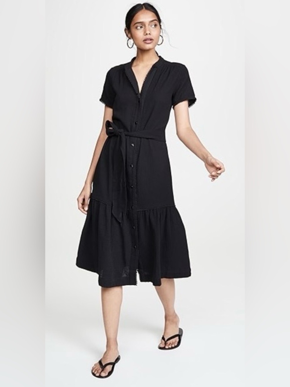 AYR Black Kite Midi Dress Cotton Size XS